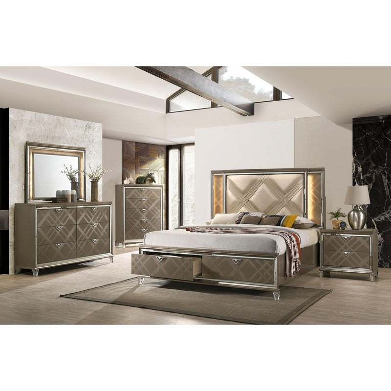 Acme Furniture Skylar King Upholstered Panel Bed with Storage 25317EK IMAGE 5