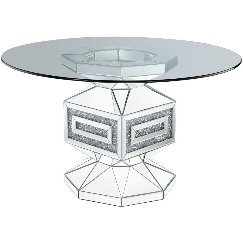Acme Furniture Round Noralie Dining Table with Glass Top and Pedestal Base 72955 IMAGE 1