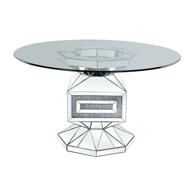 Acme Furniture Round Noralie Dining Table with Glass Top and Pedestal Base 72955 IMAGE 2