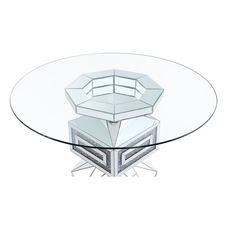 Acme Furniture Round Noralie Dining Table with Glass Top and Pedestal Base 72955 IMAGE 3