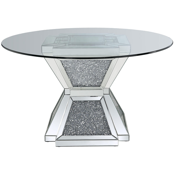 Acme Furniture Round Noralie Dining Table with Glass Top and Pedestal Base 72960 IMAGE 1