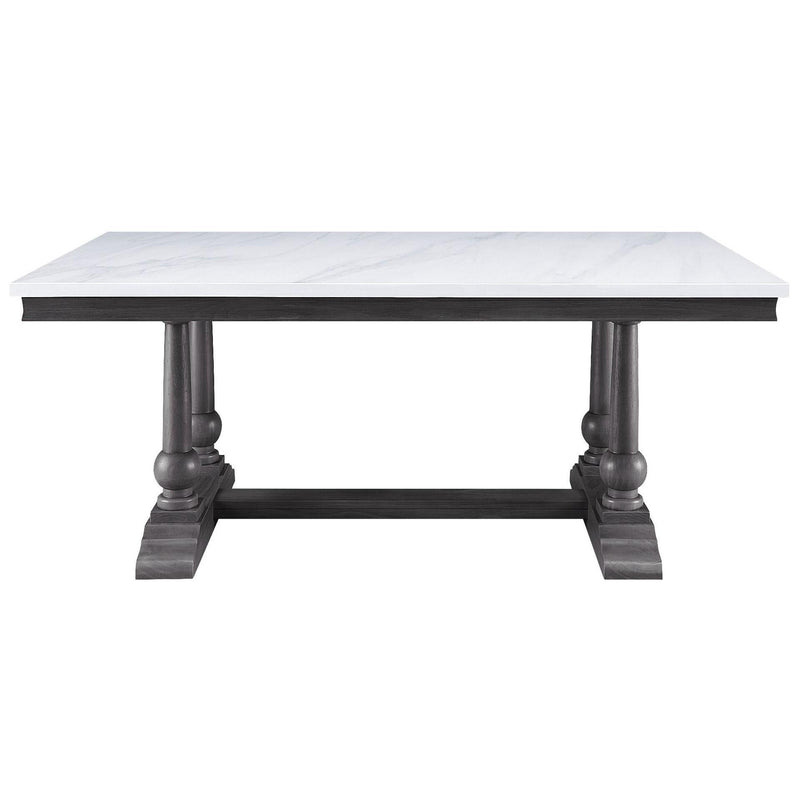 Acme Furniture Yabeina Dining Table with Faux Marble Top and Trestle Base 73265 IMAGE 1