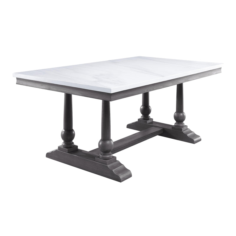 Acme Furniture Yabeina Dining Table with Faux Marble Top and Trestle Base 73265 IMAGE 2