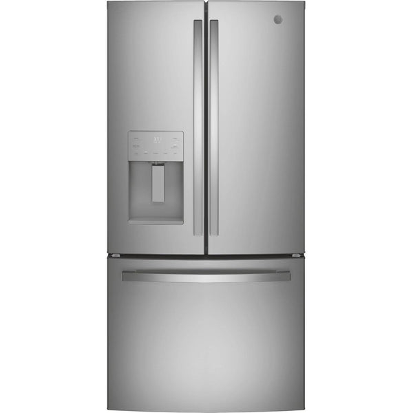 GE 33-inch, 23.6 cu.ft. Freestanding French 3-Door Refrigerator with External Water and Ice Dispensing System GFE24JYKFS IMAGE 1