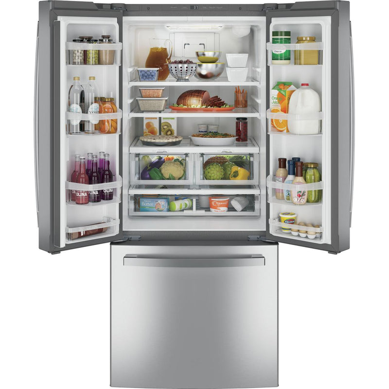 GE 30-inch, 20.8 cu.ft. Freestanding French 3-Door Refrigerator with Interior Ice Maker GNE21FYKFS IMAGE 4
