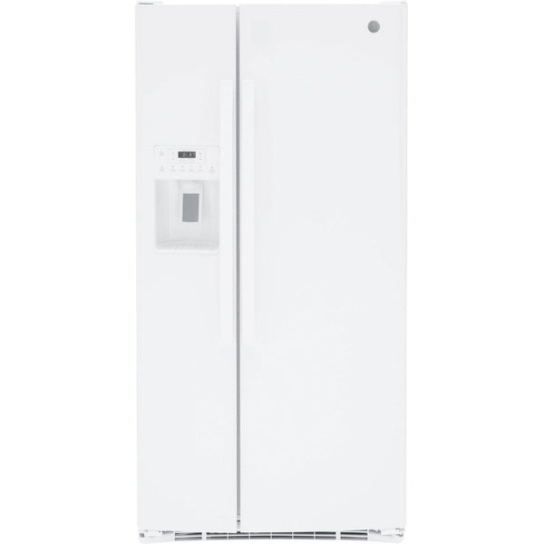 GE 33-inch 23 cu.ft. Freestanding Side-by-Side Refrigerator with LED Lighting GSE23GGPWW IMAGE 1