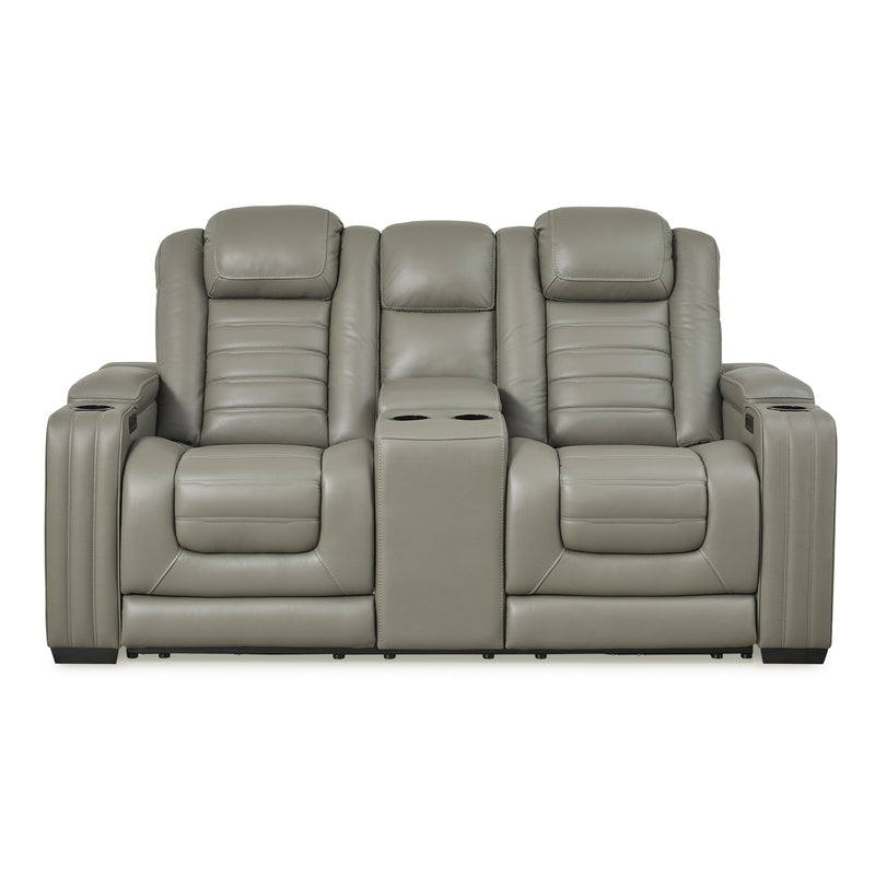 Signature Design by Ashley Backtrack Power Reclining Leather Match Loveseat U2800518 IMAGE 3