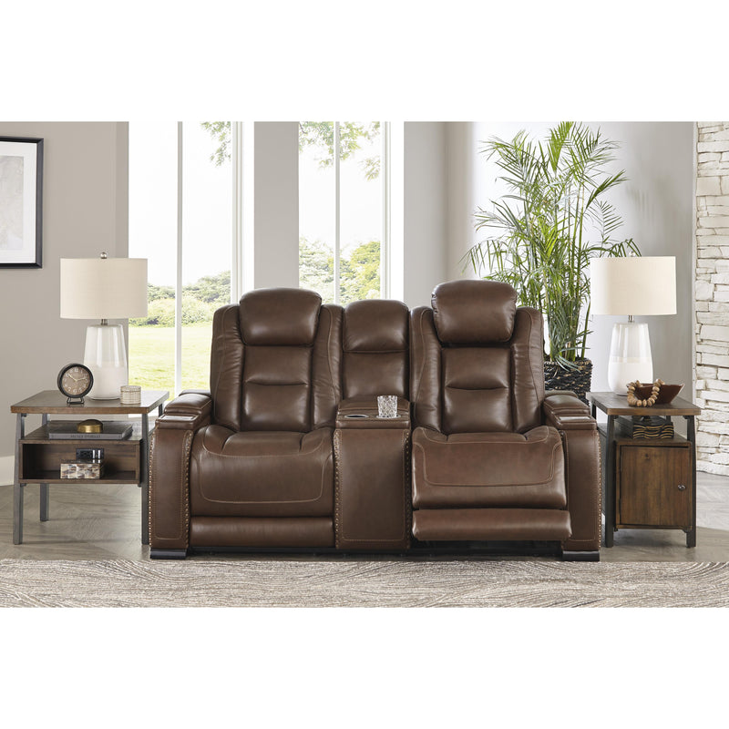 Signature Design by Ashley The Man-Den Power Reclining Leather Match Loveseat U8530618 IMAGE 5