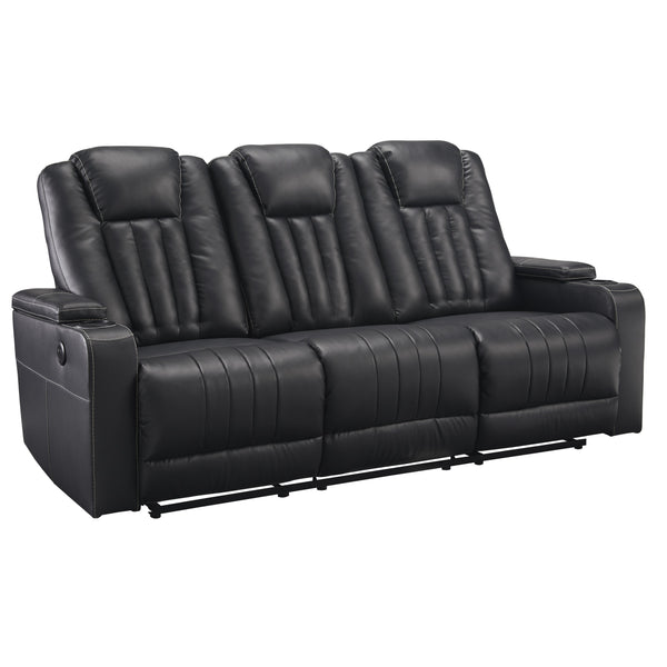 Point Reclining Leather Look Sofa