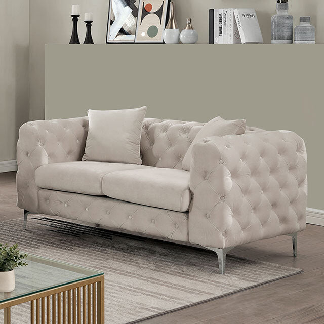 Furniture of America Sapphira Stationary Fabric Loveseat CM6498BG-LV-PK IMAGE 1