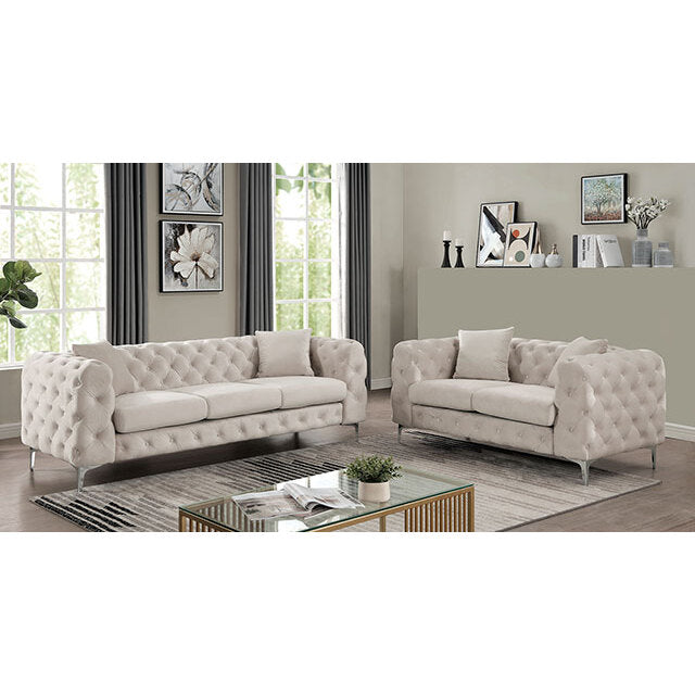 Furniture of America Sapphira Stationary Fabric Loveseat CM6498BG-LV-PK IMAGE 2