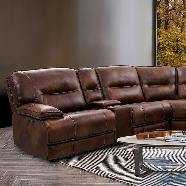 Furniture of America Louella Power Reclining Leather Sectional CM9905-SECT IMAGE 1