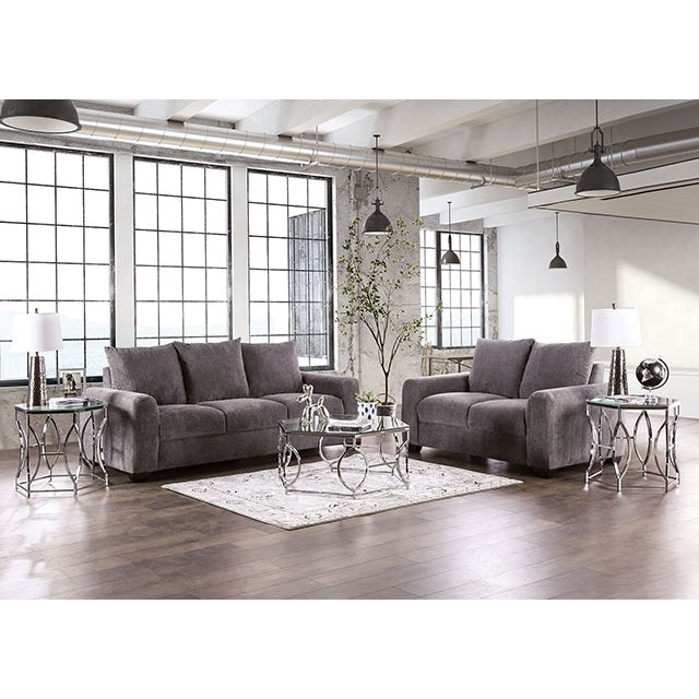 Furniture of America Dagmar Stationary Fabric Loveseat EM6723GY-LV IMAGE 2