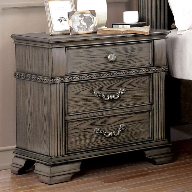 Furniture of America Pamphilos 3-Drawer Nightstand FOA7144GY-N IMAGE 1