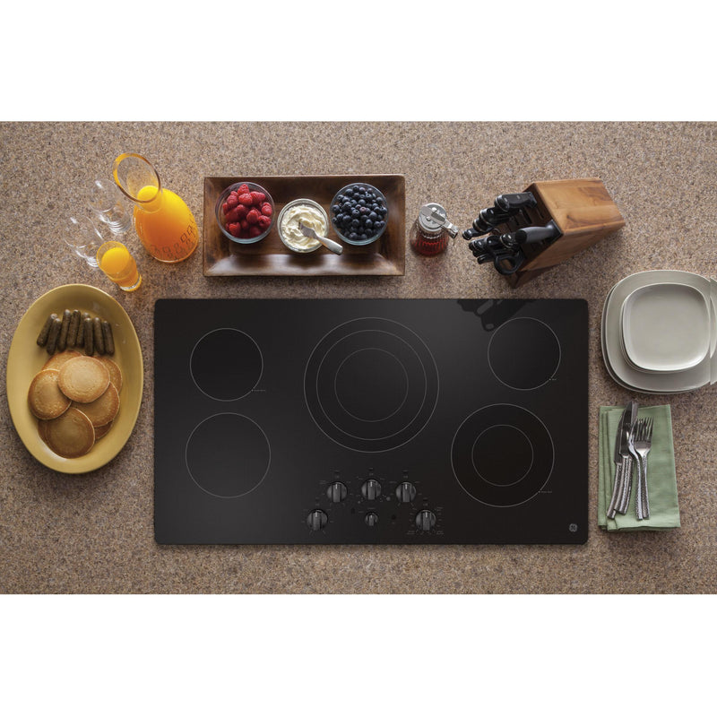 GE 36-inch Built-in Electric Cooktop JEP5036DTBB IMAGE 2