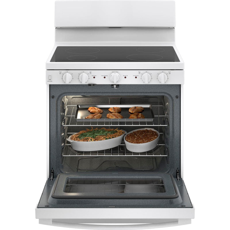 GE 30-inch Freestanding Electric Range with Radiant Smooth Cooktop JB480DTWW IMAGE 3