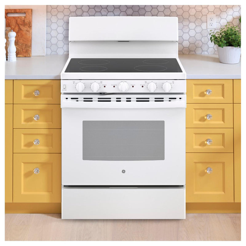 GE 30-inch Freestanding Electric Range with Radiant Smooth Cooktop JB480DTWW IMAGE 6